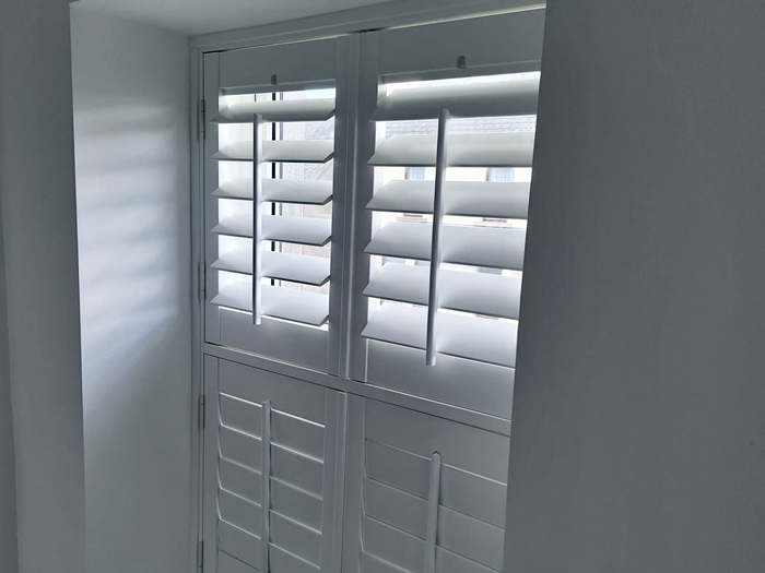 modern white tier on tier shutters