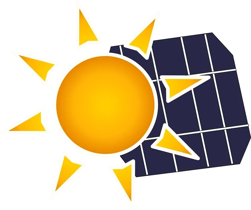 clipart image of a cartoon sun and solar panel
