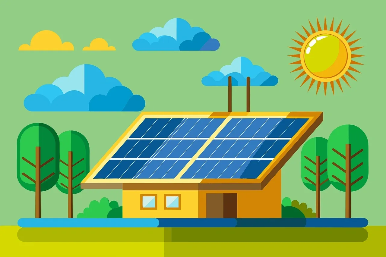 clipart image of solar panel on roof