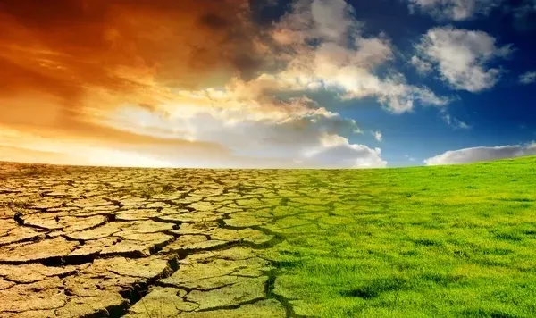 image on two halfs one of green positive climate