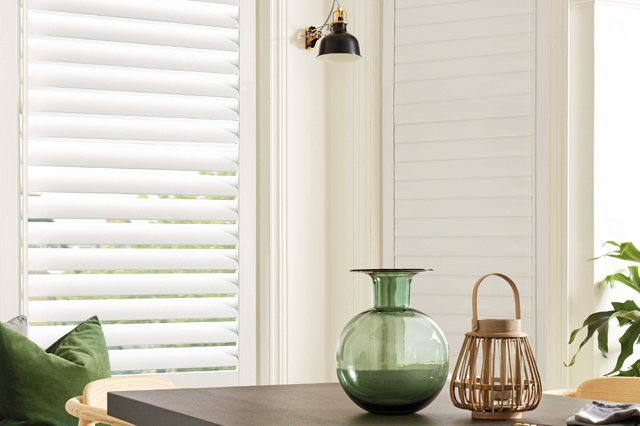 lifestyle image of a perfect fit shutter in white