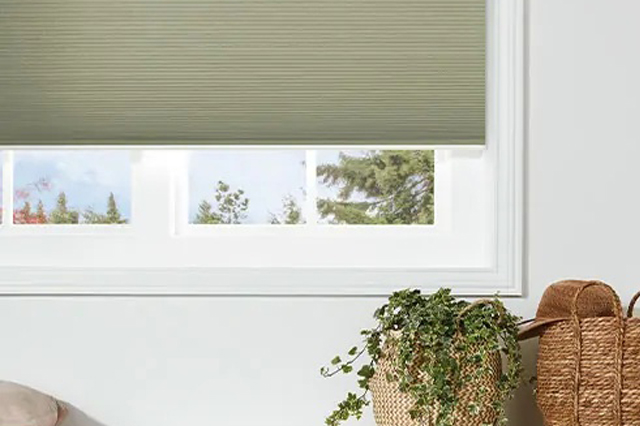 motorised cellular blind in beige