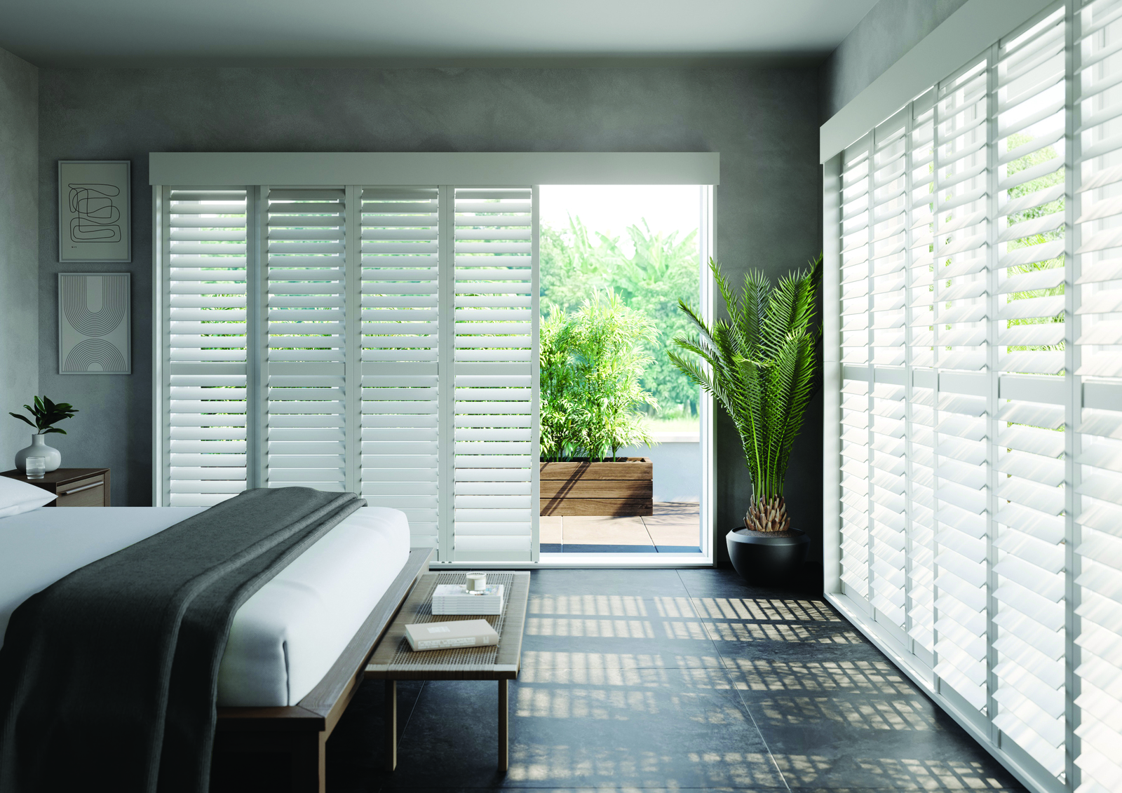 santa fe real wood shutters in white